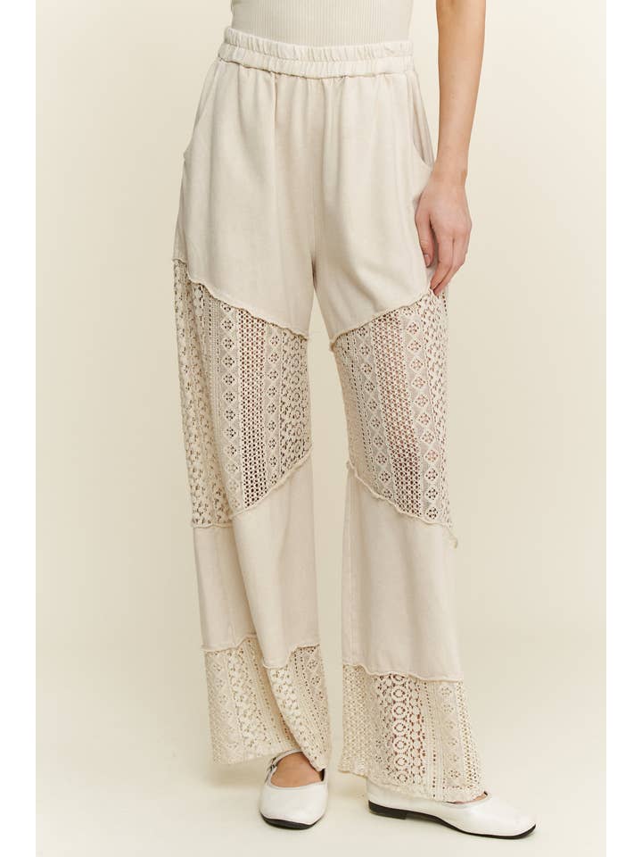 J.Her - Wholesale Pants - Women's - Mineral Washed Lace See through Breezy pants HP6335.