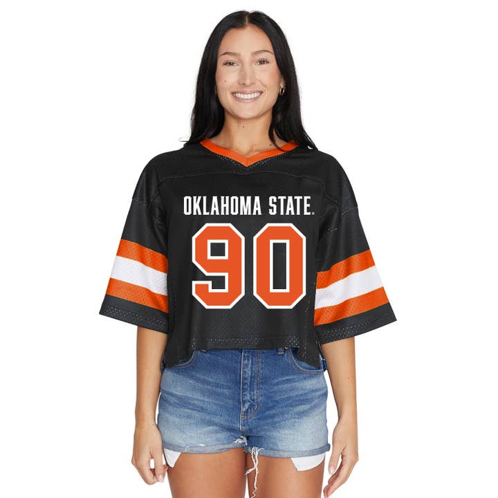 Oklahoma State Black Football Jersey for wholesale by Lojo Collegiate Apparel