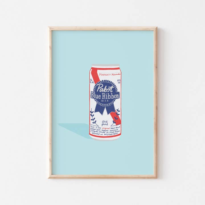 PBR Print // Poster // Pabst Blue Ribbon // Gift // for wholesale by Lydia Southgate