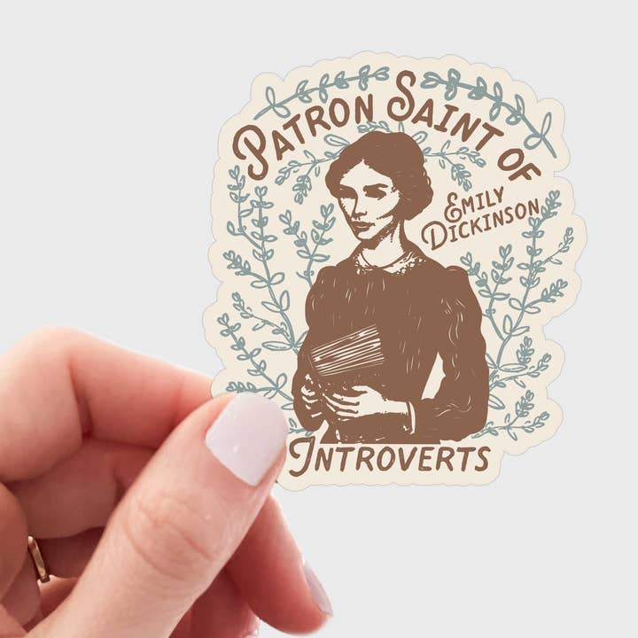 Yarnival - Wholesale Sticker - Emily Dickinson Patron Saint of Introverts - library, books