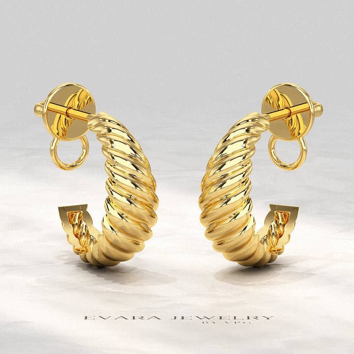Chunky Twisted Gold Hoop Earrings for Women for wholesale by Evara Jewelry