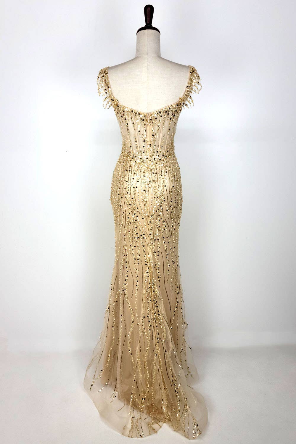 Chicas - Wholesale Gown - Women's - Off the Shoulder Sequin and Bead Long Dress C33119