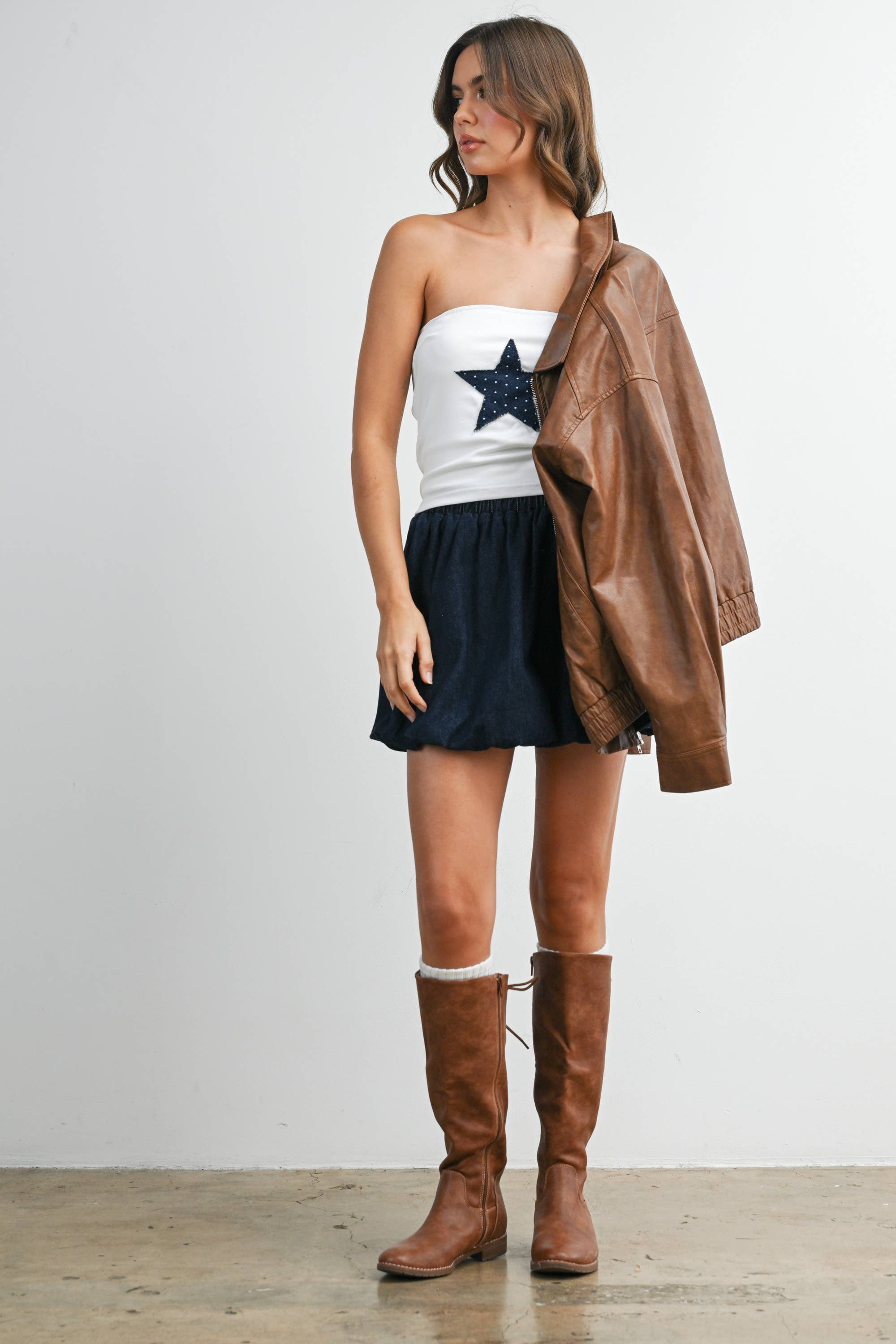 BUTTERMELON - Wholesale Jacket - Women's - Collared Zip-Front Leather Jacket - BMJ796830