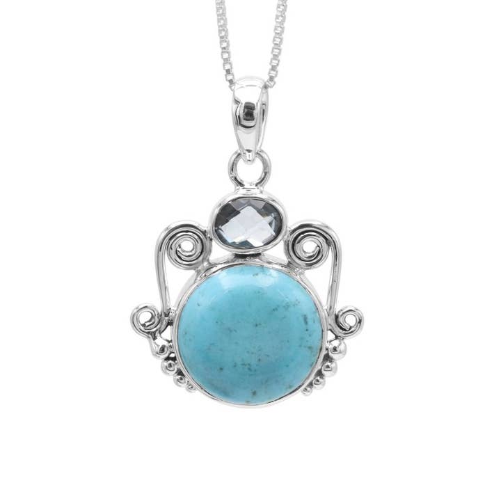 Pendentif Turquoise d'Arizona : Bijou en Argent Massif 925 avec Deux Pierres pour la vente par Jay Jools