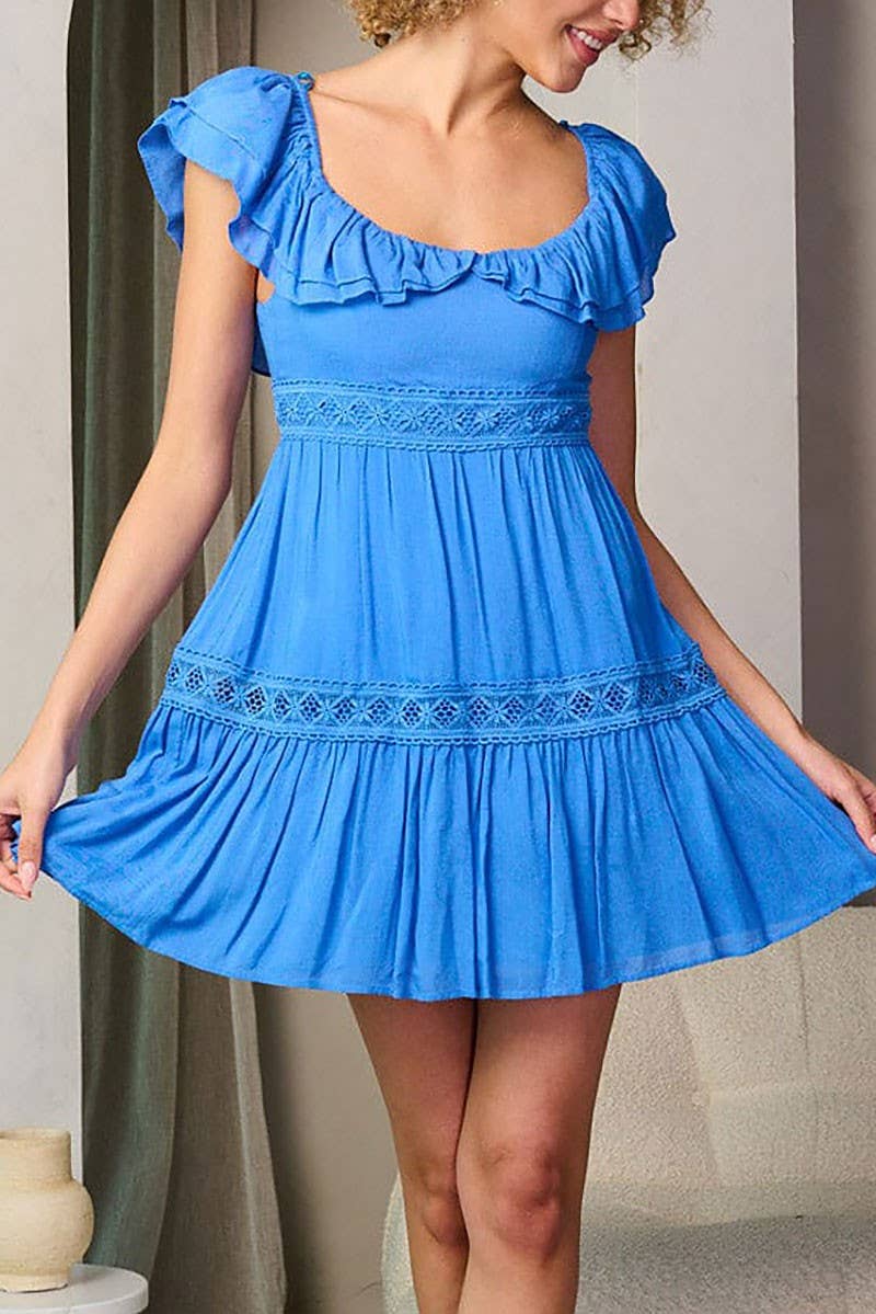 ROUSSEAU - Wholesale Dress - Women's - SHORT SLEEVE RUFFLE TIERED MINI DRESS4