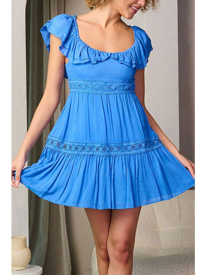 ROUSSEAU - Wholesale Dress - Women's - SHORT SLEEVE RUFFLE TIERED MINI DRESS4