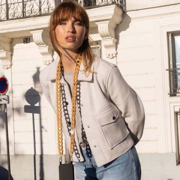 CHARLOT · Paris - Wholesale Phonecase Strap - Long Camel Leather Coat1