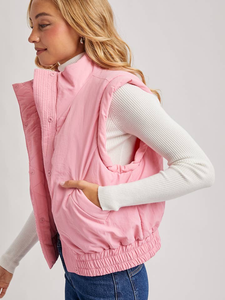 Bluivy - Wholesale Outerwear Vest - Women's - BOMBER STYLE PUFFER VEST WITH POCKETS14