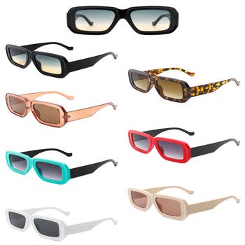 Dropship Square Sunglasses Mental Decoration Sun Glasses Women