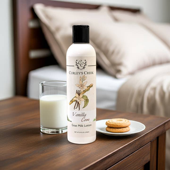 🍦 Vanilla Cove | Goat Milk Lotion | Handmade Natural Skincare | Warm Vanilla & Sugar | Curley’s Creek for wholesale by Curley's Creek