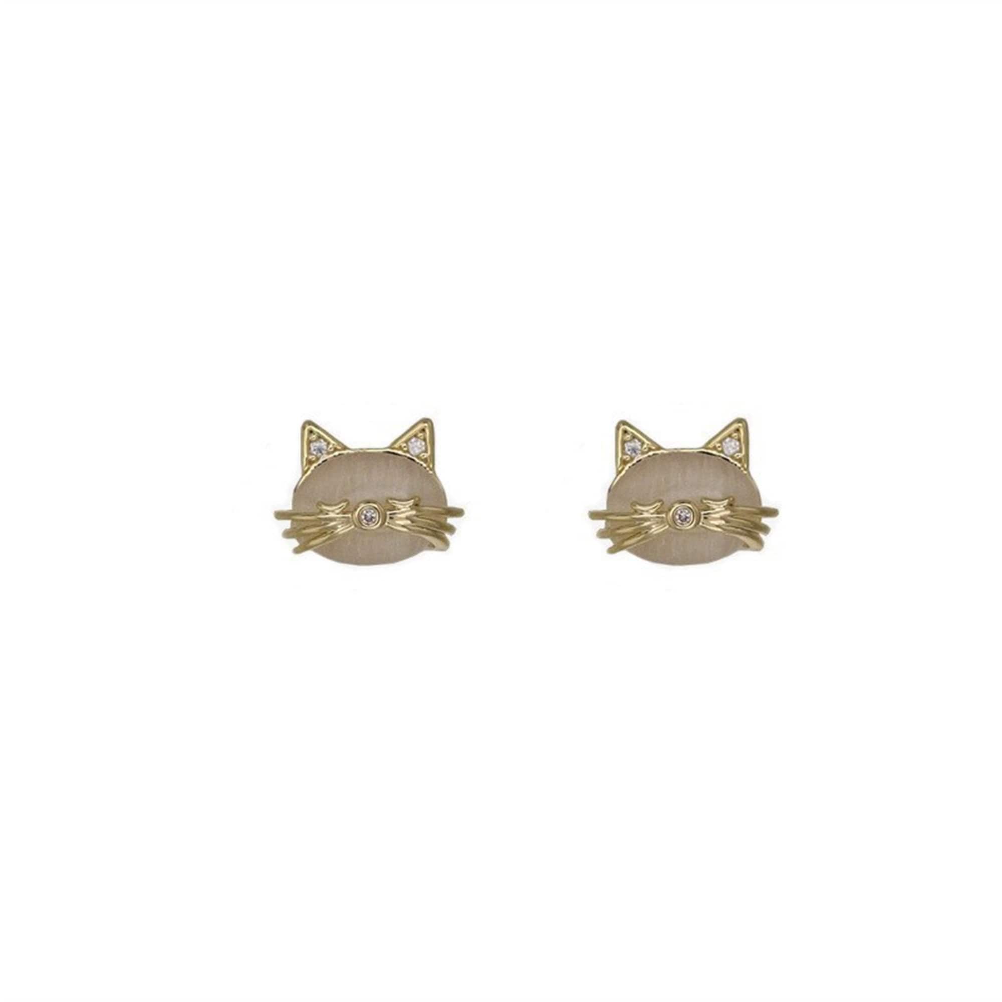 Perimade & Co. LLC - Wholesale Stud/Post Earrings - Cute Mini Opal Cat Stud Earrings in 925 Sterling Silver0