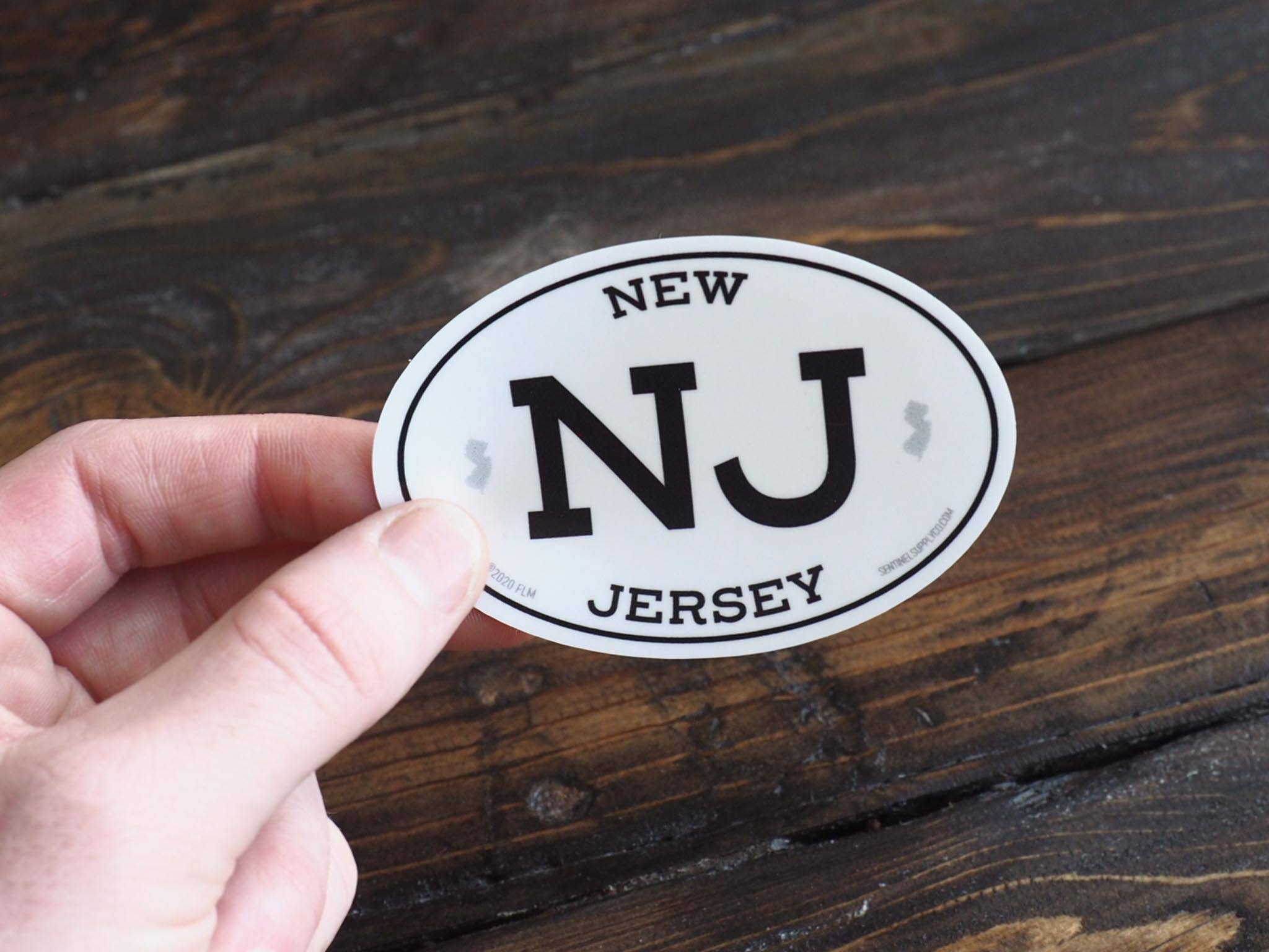 Sentinel Supply - Wholesale Sticker - White Oval New Jersey Bumper Stickers - 3" & 4" NJ Decals2