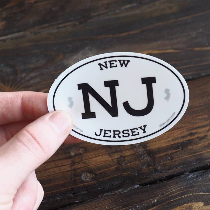 Sentinel Supply - Wholesale Sticker - White Oval New Jersey Bumper Stickers - 3" & 4" NJ Decals2