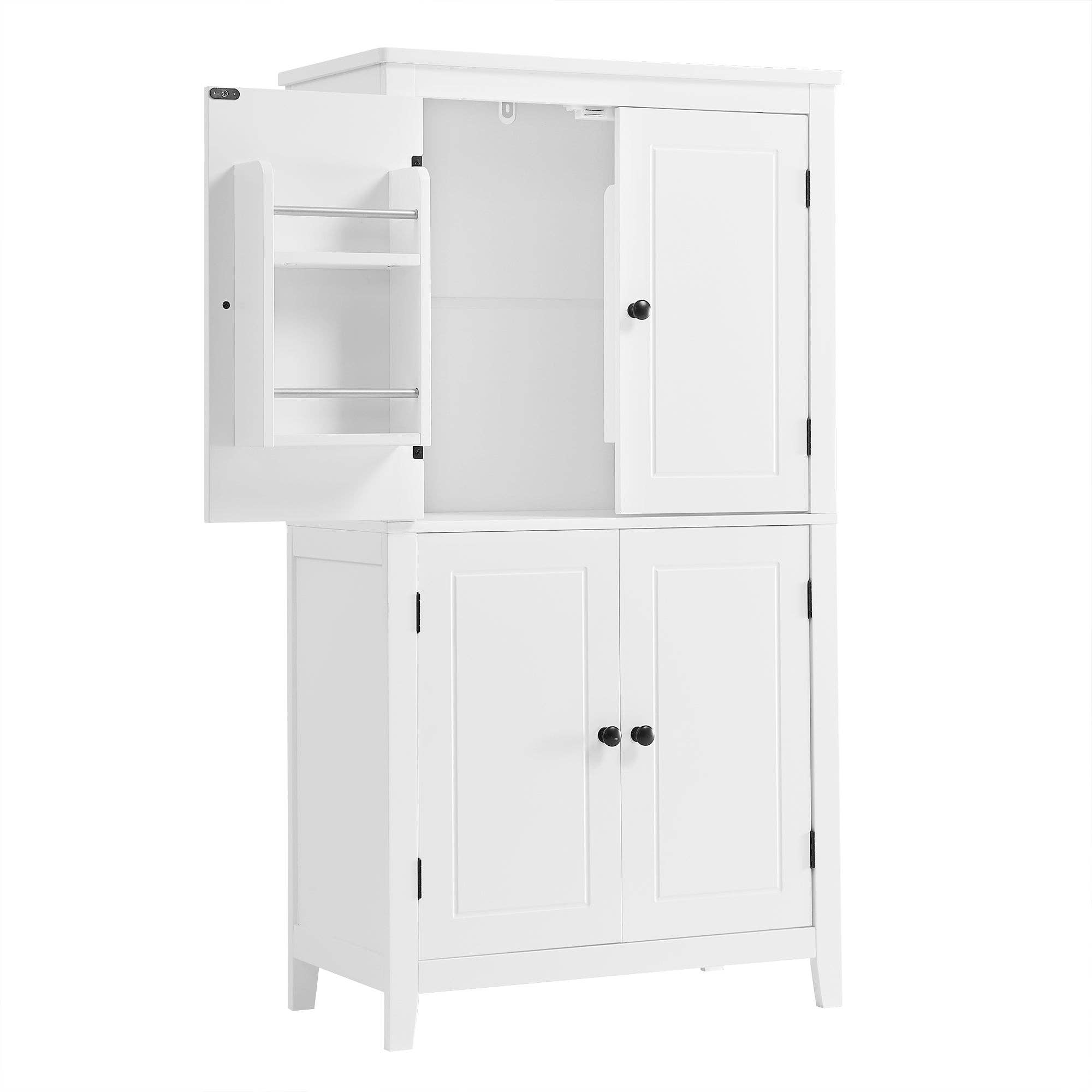 Orange County Decor - Wholesale Cabinet - Elegant Bathroom Floor Storage Cabinet, Bathroom Storage Unit, Freestanding Cabinet With 4 Doors, Adjustable Shelves, Adaptable Shelves, White White Mdf20