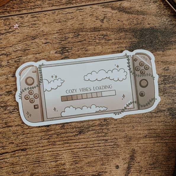 Cozy Gaming Vinyl Sticker for wholesale by Savannah Scribbles Shop