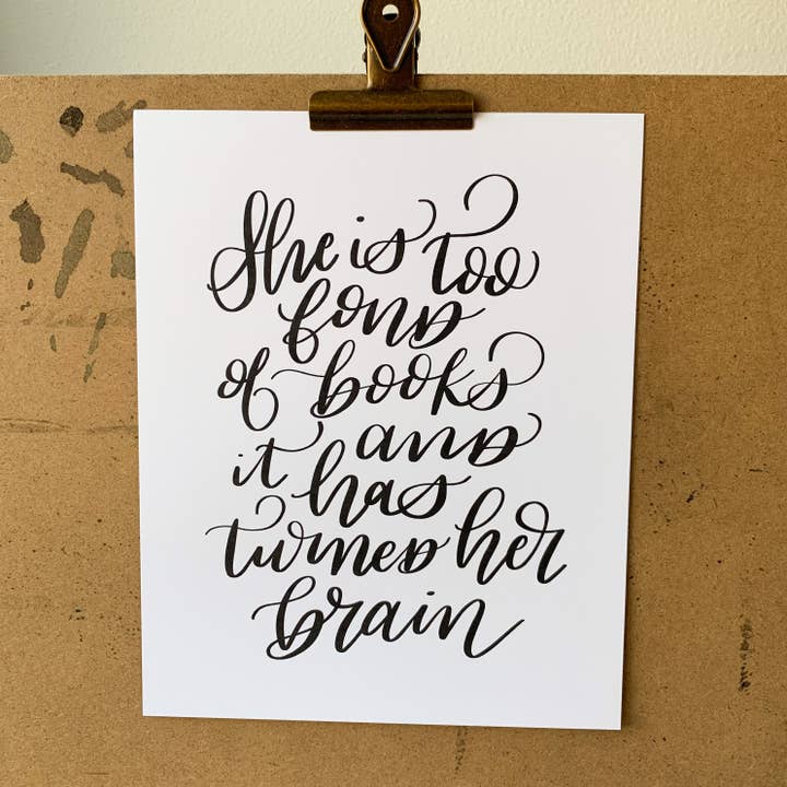 She is Too Fond Of Books Print for wholesale by Sincerely Sheri Shop