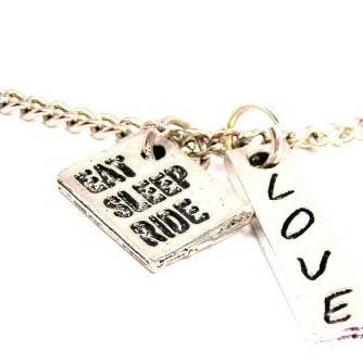 Eat Sleep Ride Love Stick Necklace Motorcycle Dirt Bike Cars for wholesale by Chubby Chico Charms