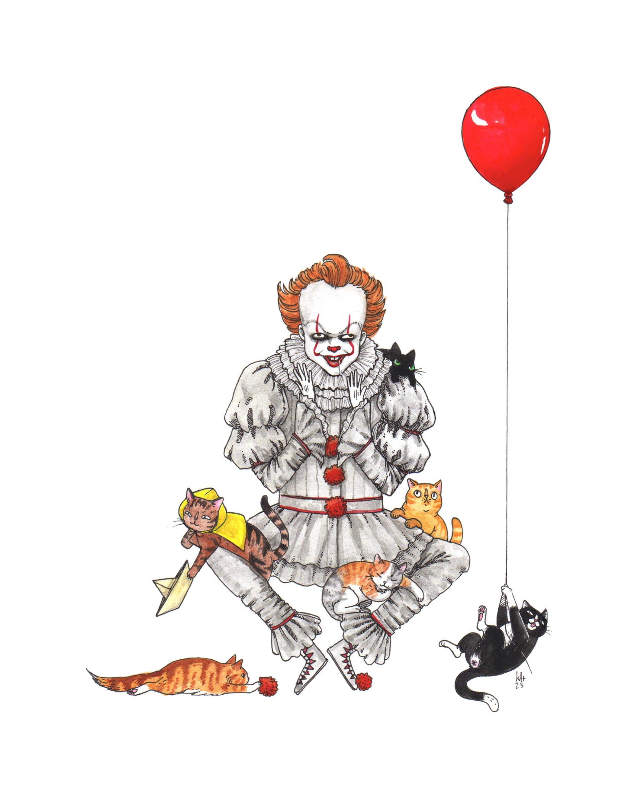Stupid Animal Shop - Wholesale Art Print - Pennywhiskers - Pennywise from It 2017 Print1