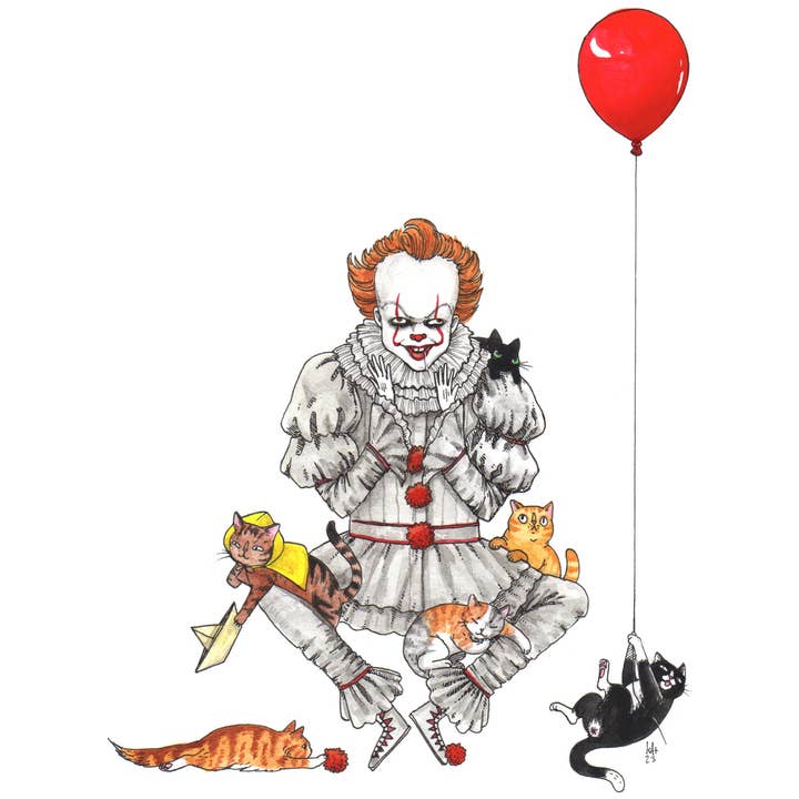 Stupid Animal Shop - Wholesale Art Print - Pennywhiskers - Pennywise from It 2017 Print1