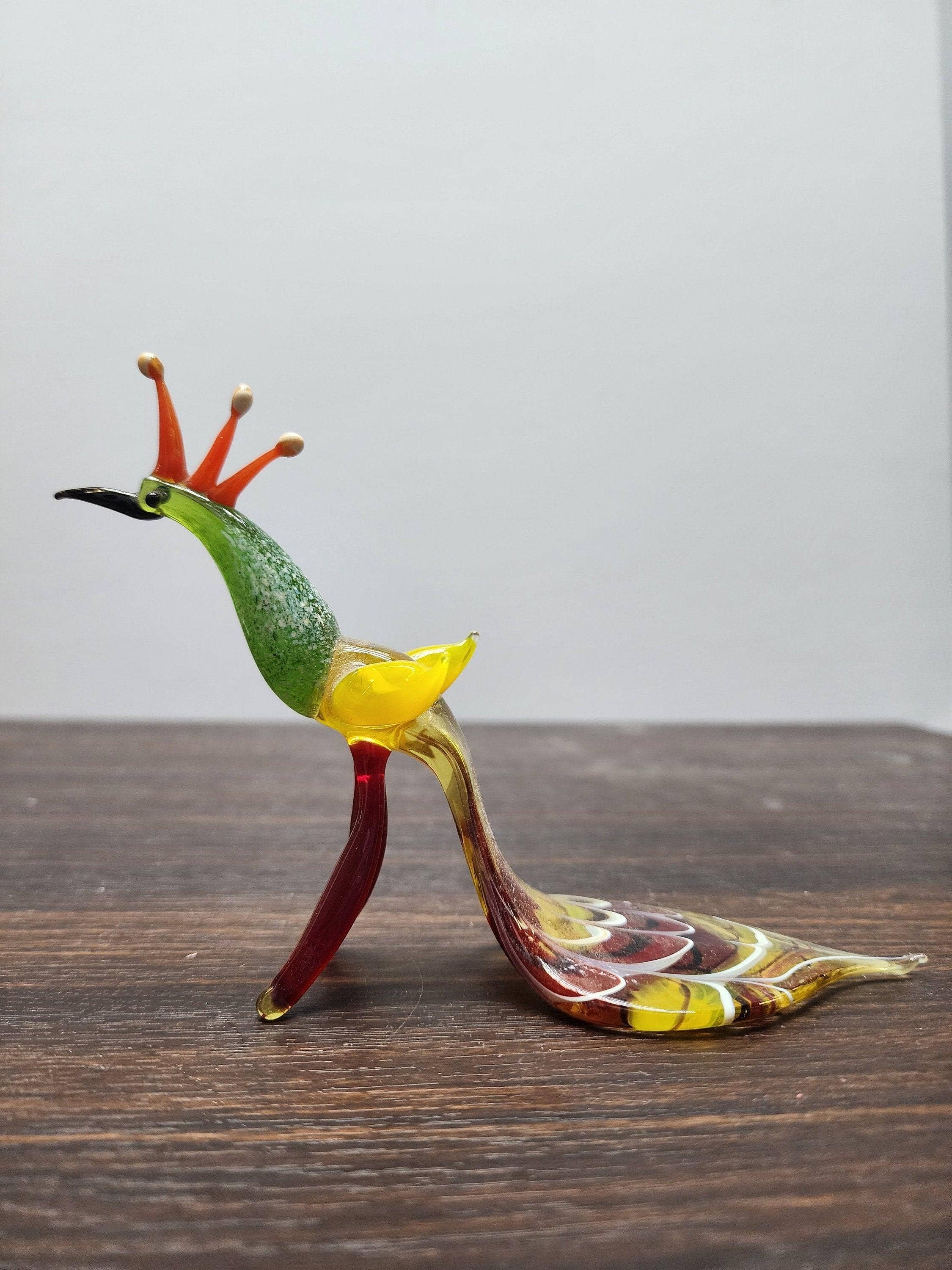 Glass by Iness - Wholesale Decorative Figurine - Naturally Colored Glass Figurine - Handcrafted - Peacock Design6