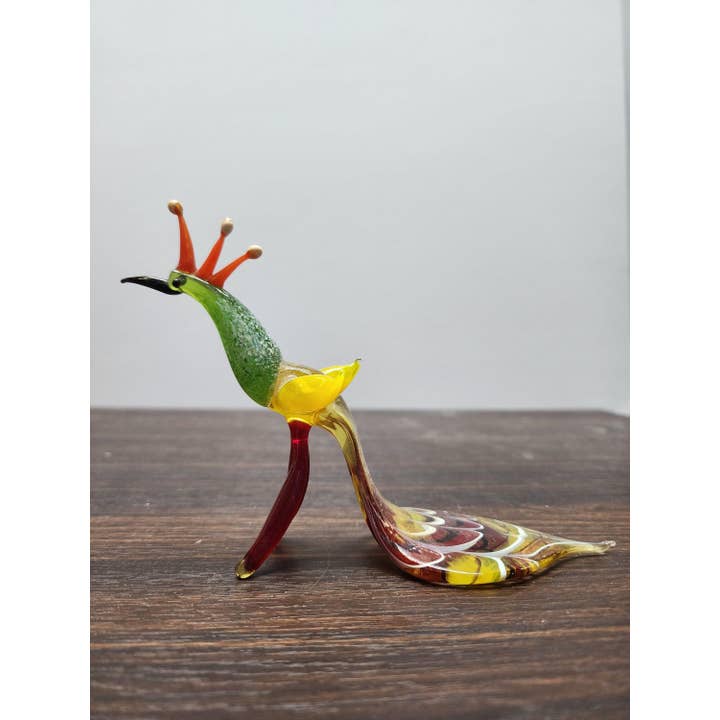 Glass by Iness - Wholesale Decorative Figurine - Naturally Colored Glass Figurine - Handcrafted - Peacock Design6