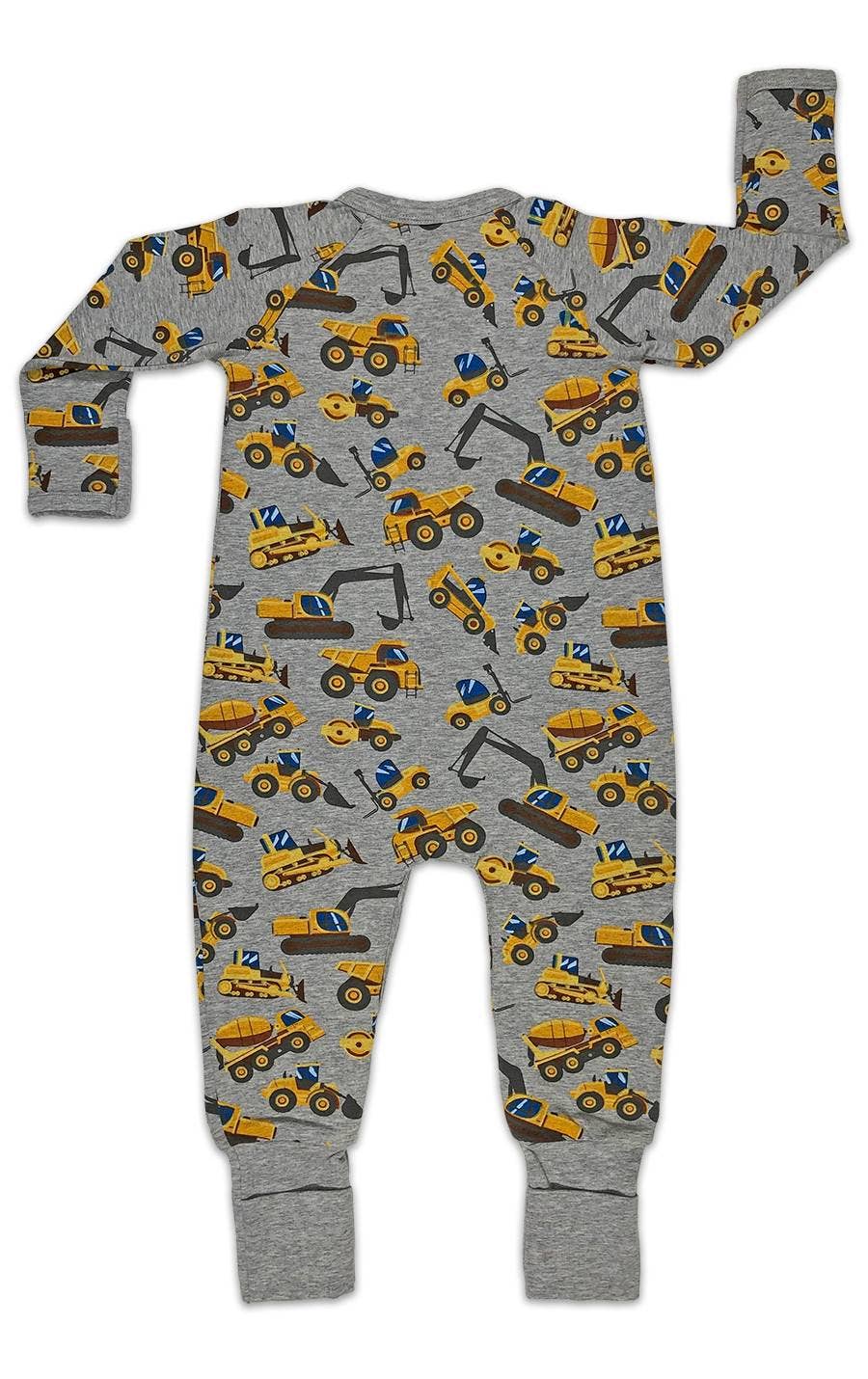 Good Luck Sock - Wholesale Sleepsuit - Baby - Construction Vehicles, Gray Baby Pajamas1