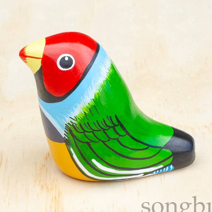 Gouldian Finch Paperweight Whistle for wholesale by Songbird