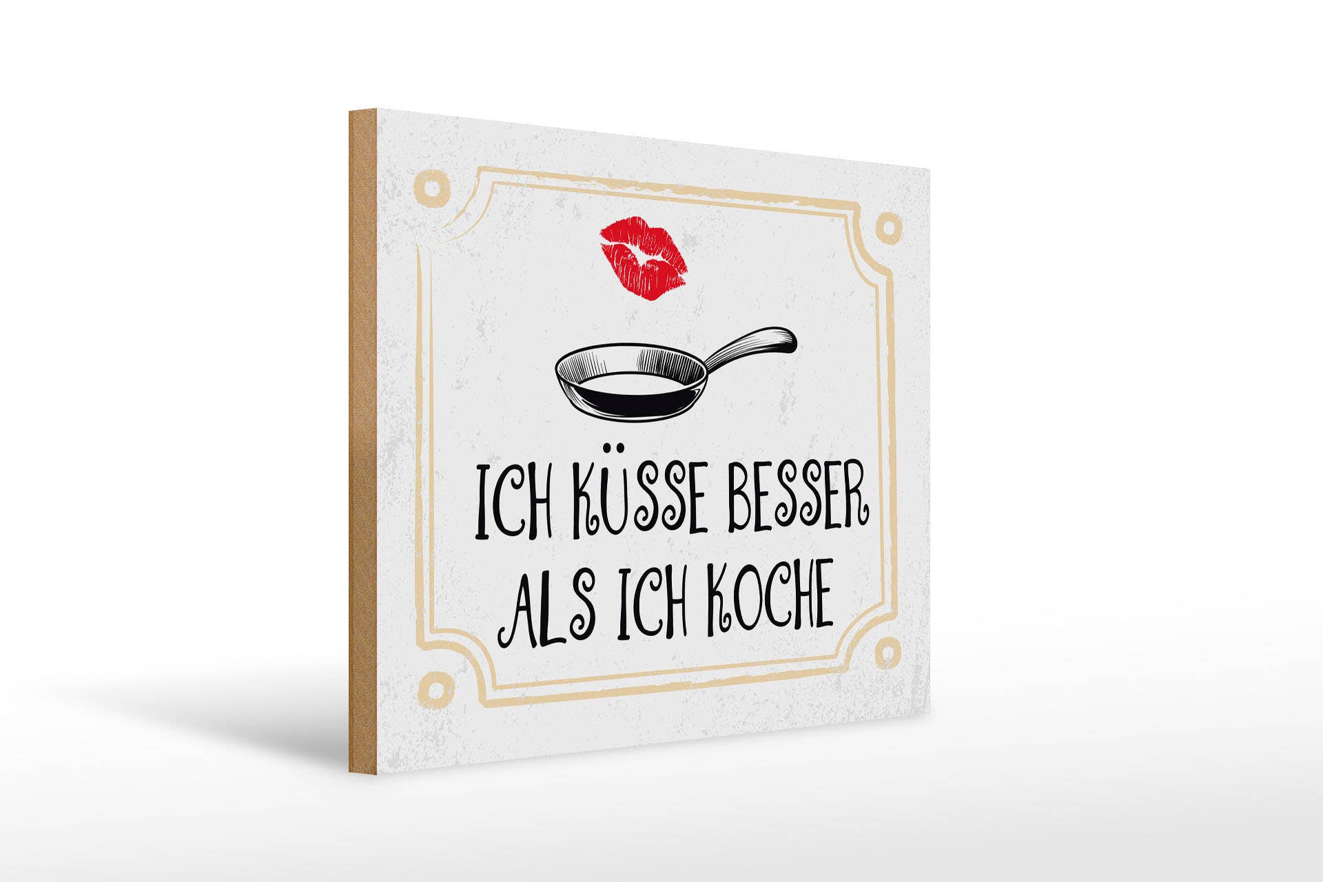 Femer - Wholesale Sign - Wooden sign saying Ich küsse besser als ich koche 40x30cm