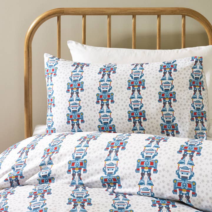 Robot Organic Cotton Duvet Cover & Pillowcase for wholesale by Kabode