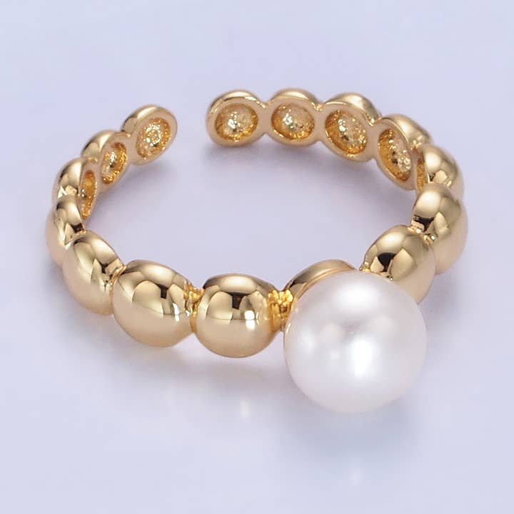 14K Gold Filled Pearl Beaded Bubble Band Ring | O1312 for wholesale by Aim Eternal