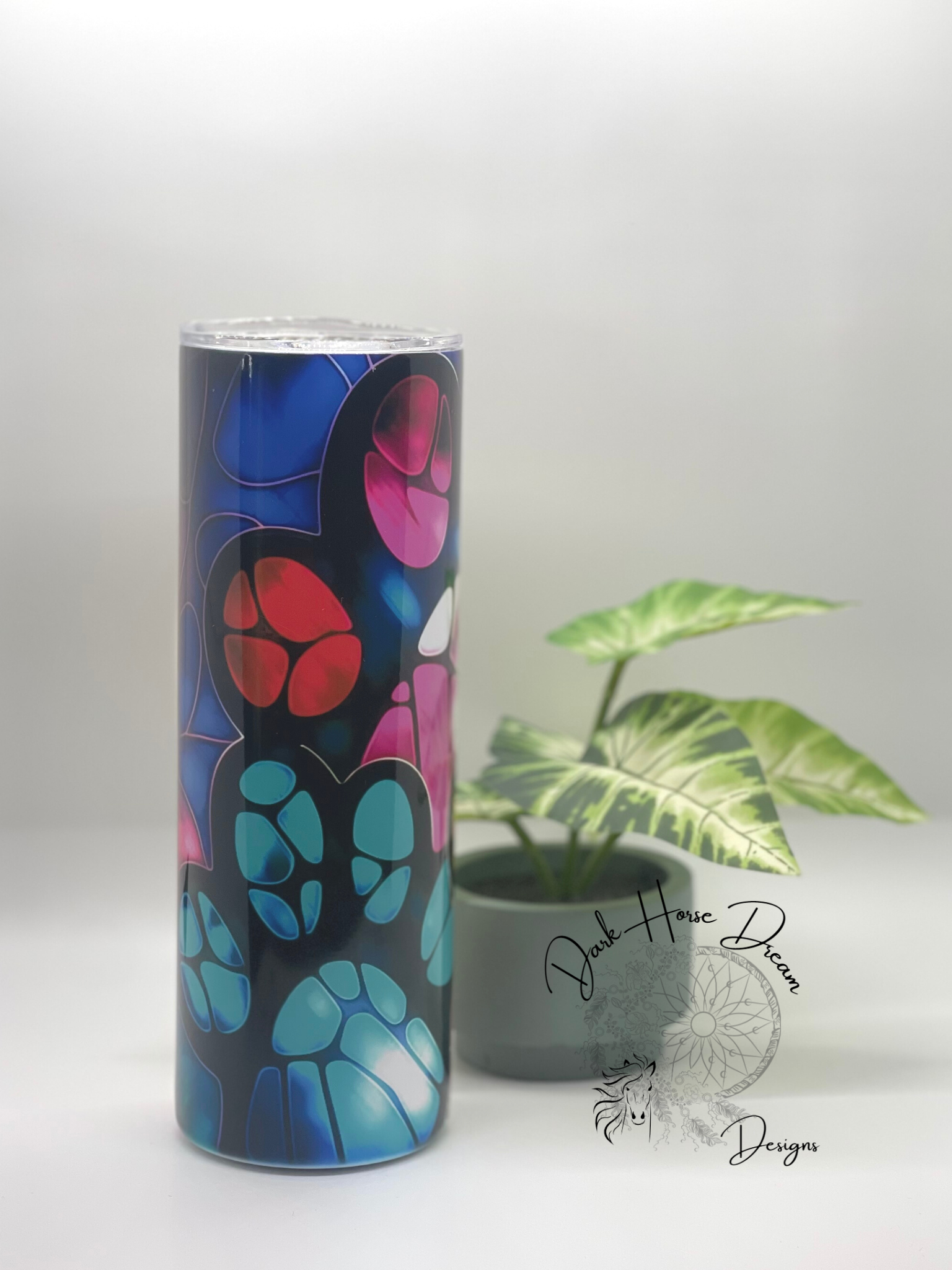 Dark Horse Dream Designs LLC - Wholesale Insulated Mug/Tumbler - The Glassed Paw Print Tumbler1