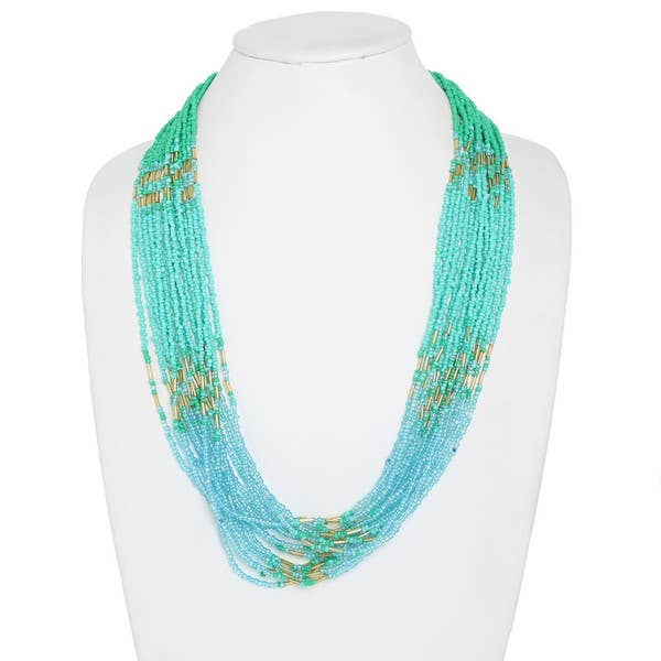 anbfashion - Wholesale Beaded/Pearl Necklace - NATIVE AMERICAN OMBRE MULTI STRAND BEADED NECKLACE 24