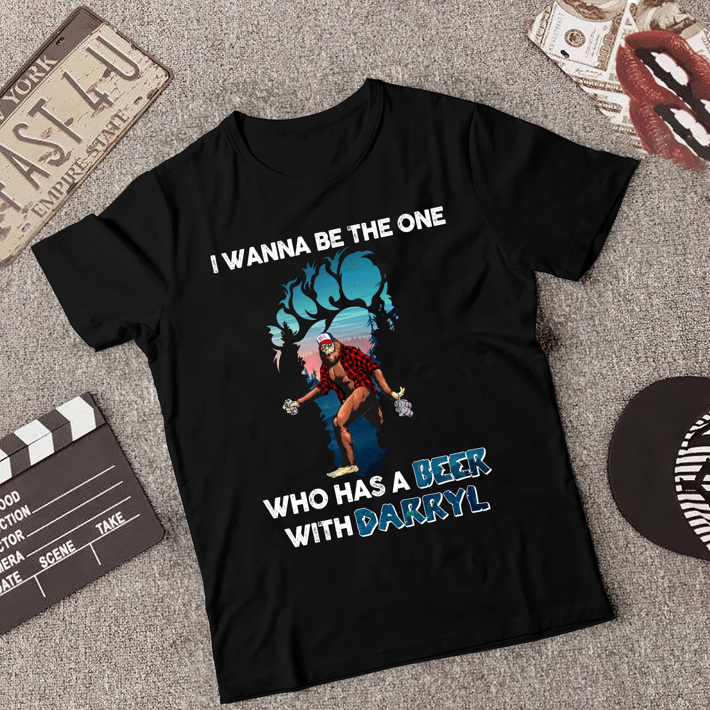 Black Bigfoot I Wanna Be The One Who Has A Beer With Darryl Shirt for wholesale on Faire4