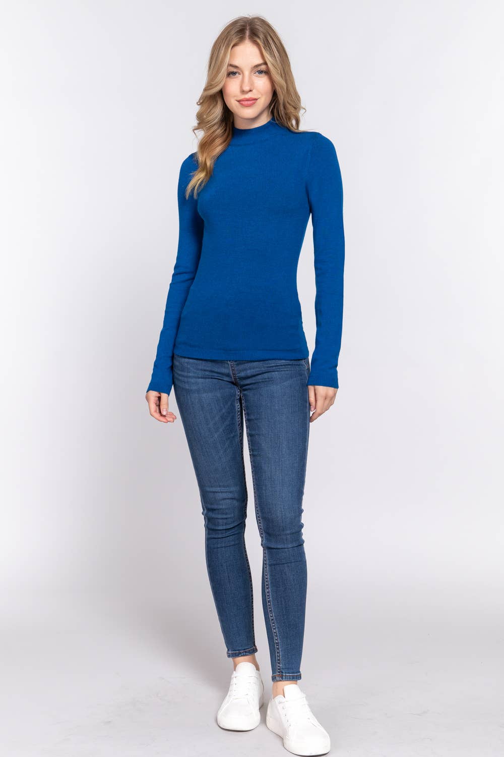 Active Basic | Active USA - Venta al por mayor Jersey de punto - Mujer - Suéter básico de manga larga con cuello simulado23