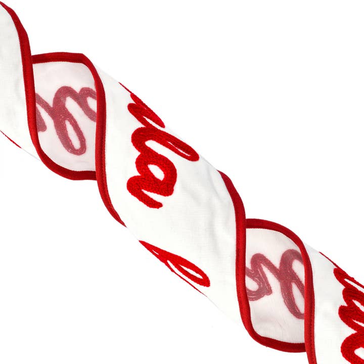 Vickerman 4"x5yd White Falala Stitch Ribbon for wholesale on Faire1