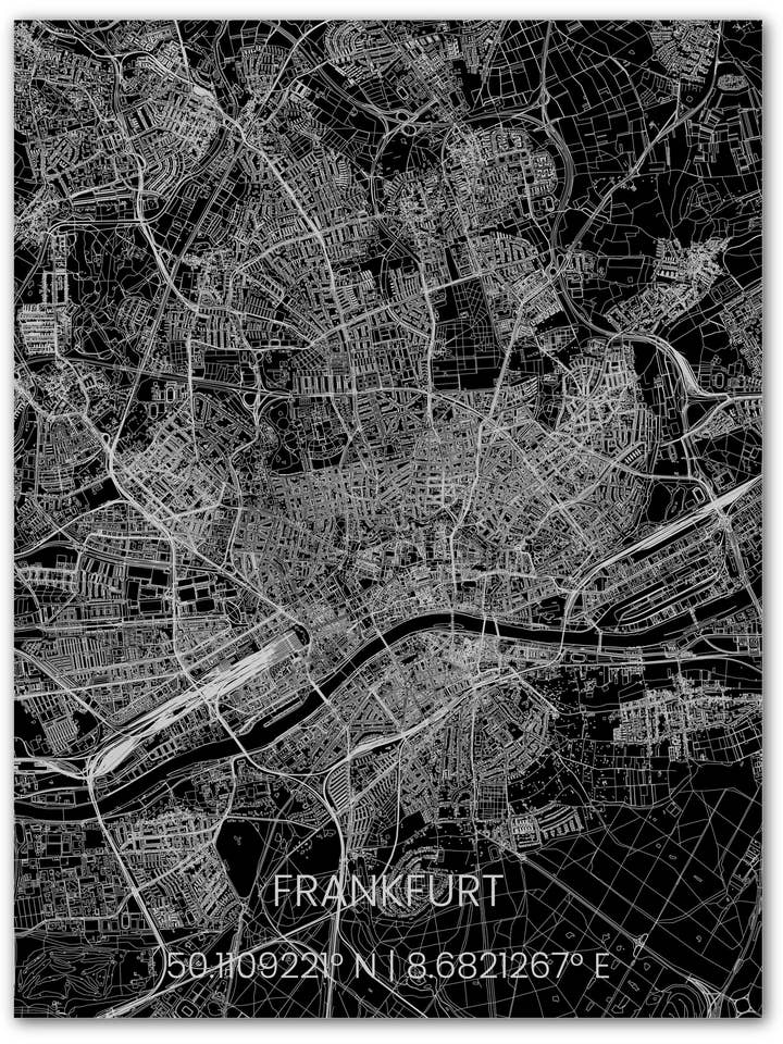 Metal citymap Frankfurt for wholesale by Brandthout.