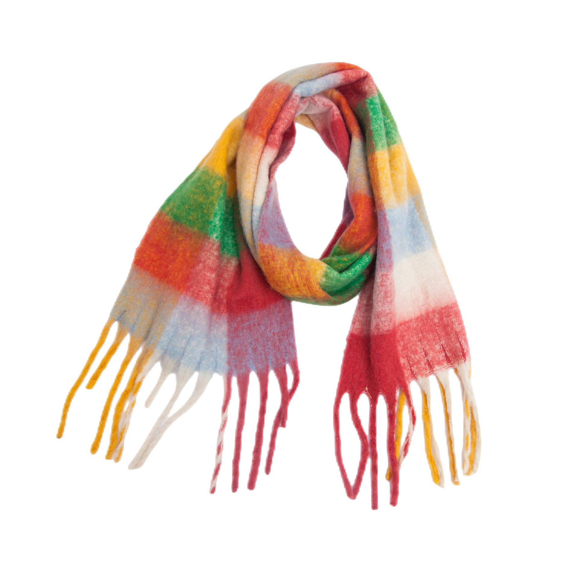 HIDDENBRAND - Wholesale Scarf - Women's - Colour Block Scarf with tassel detail4
