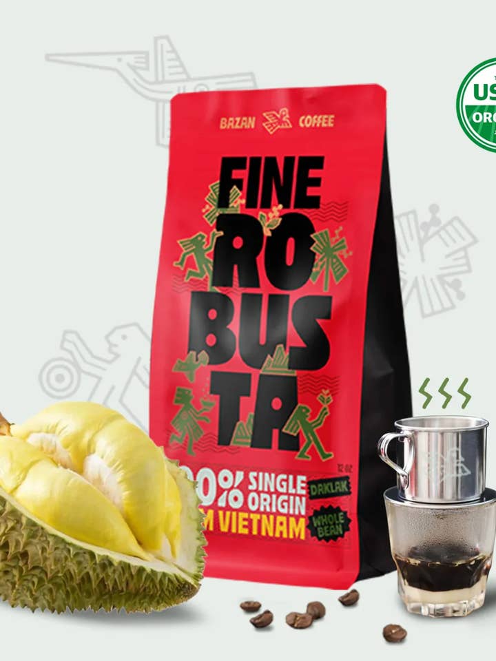 Fine Robusta Vietnam, Notes of Durian, Honey & Caramel for wholesale by Bazan Coffee