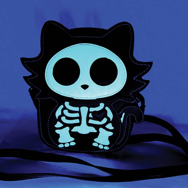 COMECO INC – wholesale Crossbody bag – Women's – Glow in the Dark Sugar Skull Cat Crossbody Bag