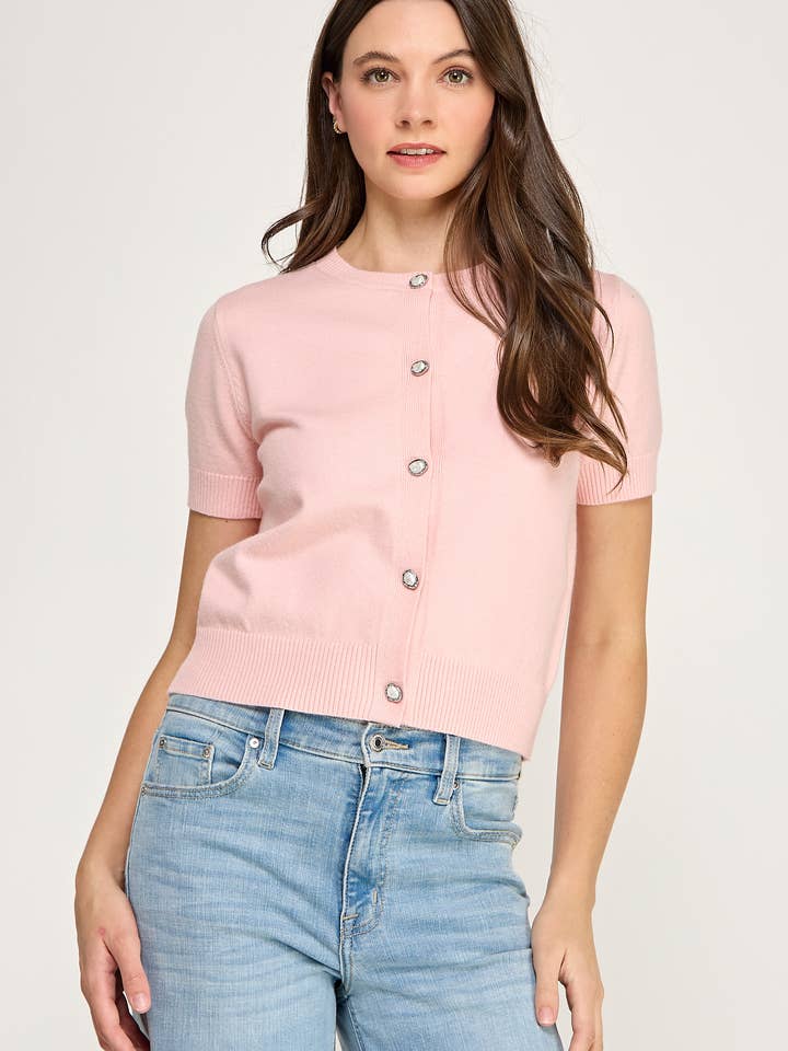 RT-4235-6 KORTE MOUWEN VEST-BABYROZE voor wholesale door Ellison