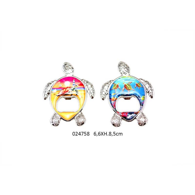 Faye - Wholesale Decorative Tabletop Object - Turtle Magnet Bottle Opener 'Bordache' 6.6 X H.8.5 cm / 2 Ass0