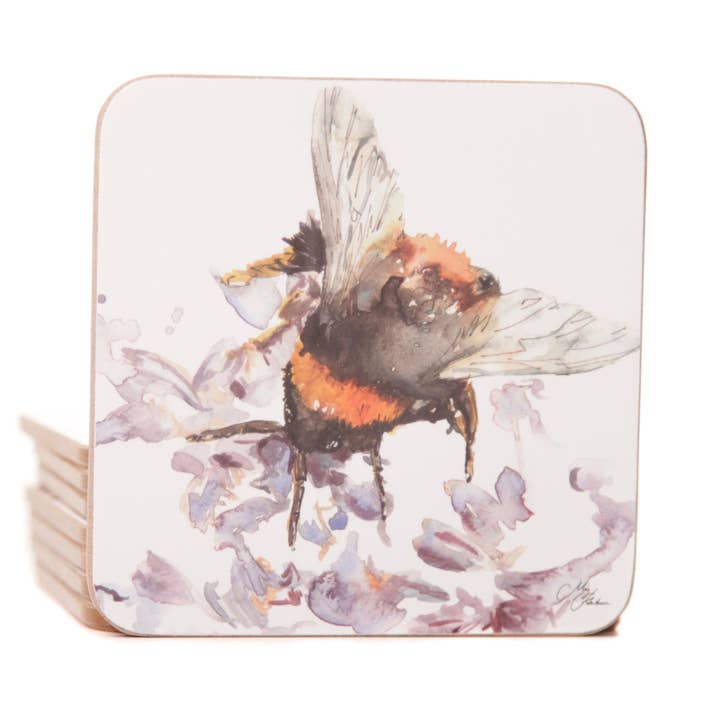 'The Orchard' Bee Watercolour Design Coasters for wholesale by Meg Hawkins Art