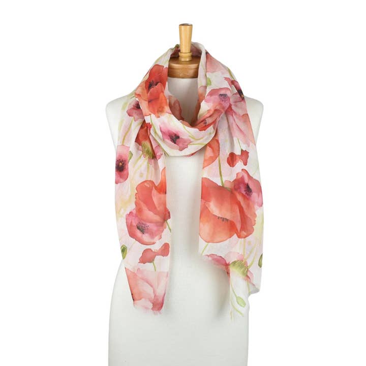 Taylor Hill Scarves & Co - Wholesale Scarf – Women's - THSS2801: Red: Blushing Poppies Scarf1