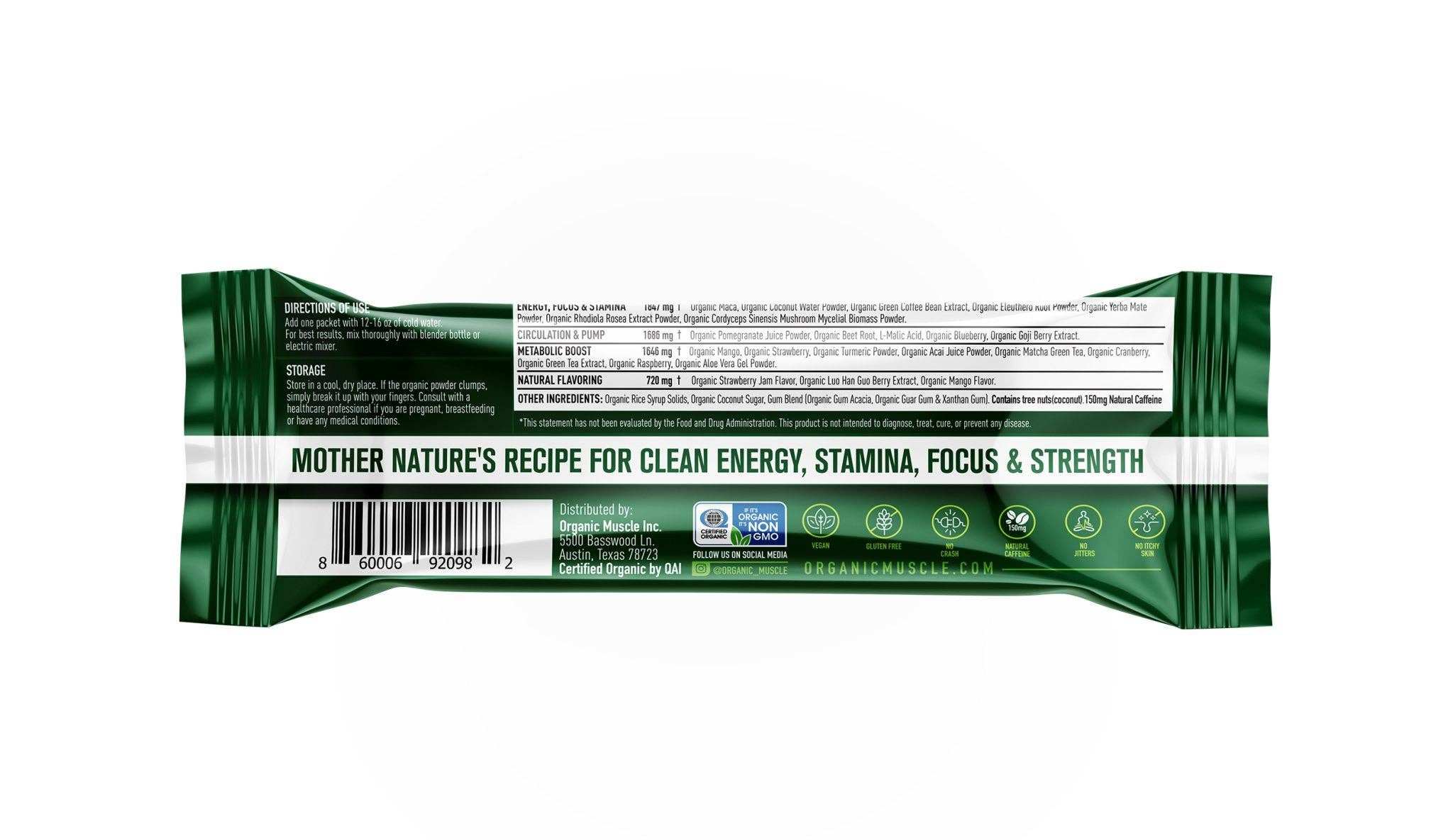 Organic Muscle - Wholesale Proteïne/superfoodpoeder - Superfood Pre-workout in 15 zakjes5