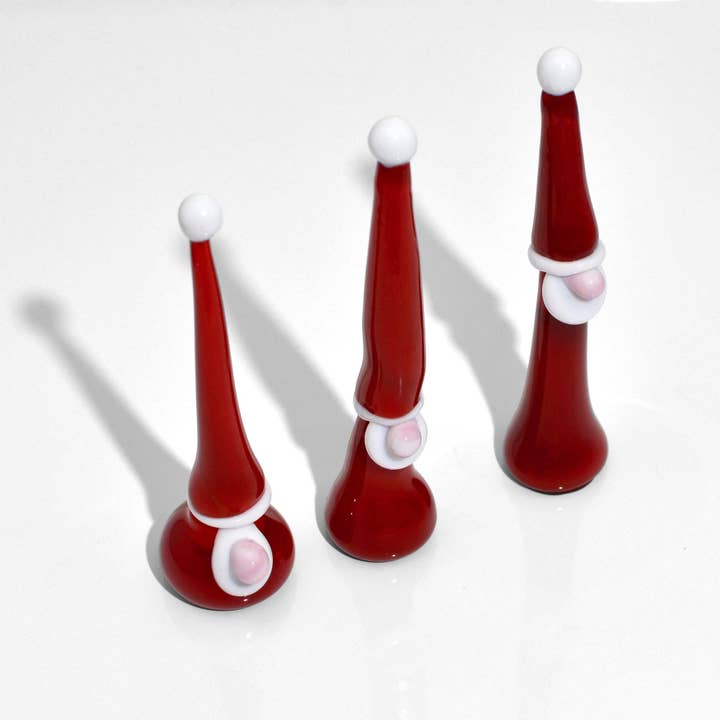 Via Graceffo - Wholesale Christmas Decoration - Murano Glass Gnome Santa Figurines - Set of 3