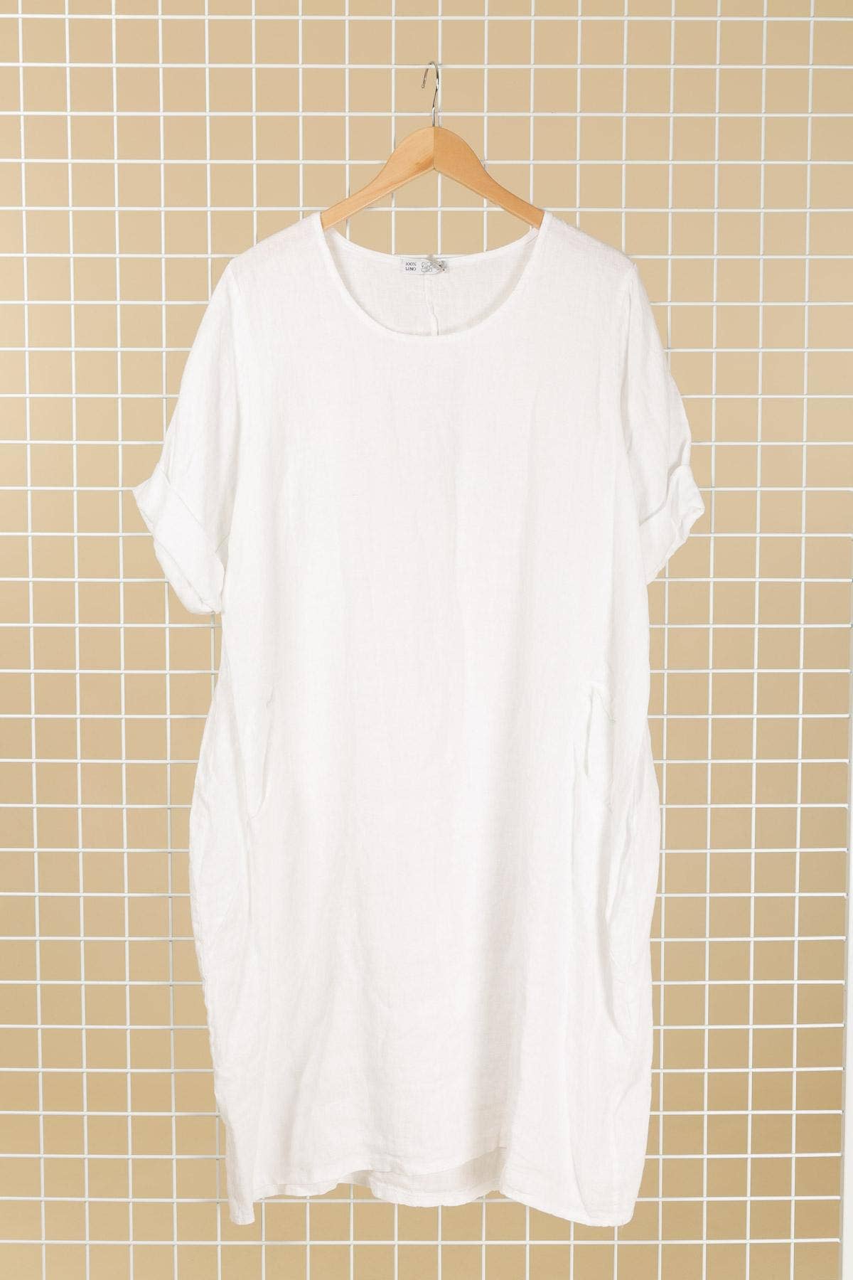 la maison des fibres naturelles - Wholesale Dress - Women's - Round neck dress in 100% linen 67610