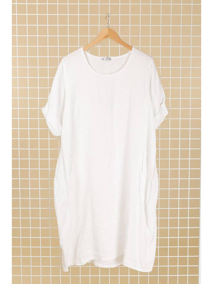 la maison des fibres naturelles - Wholesale Dress - Women's - Round neck dress in 100% linen 6761