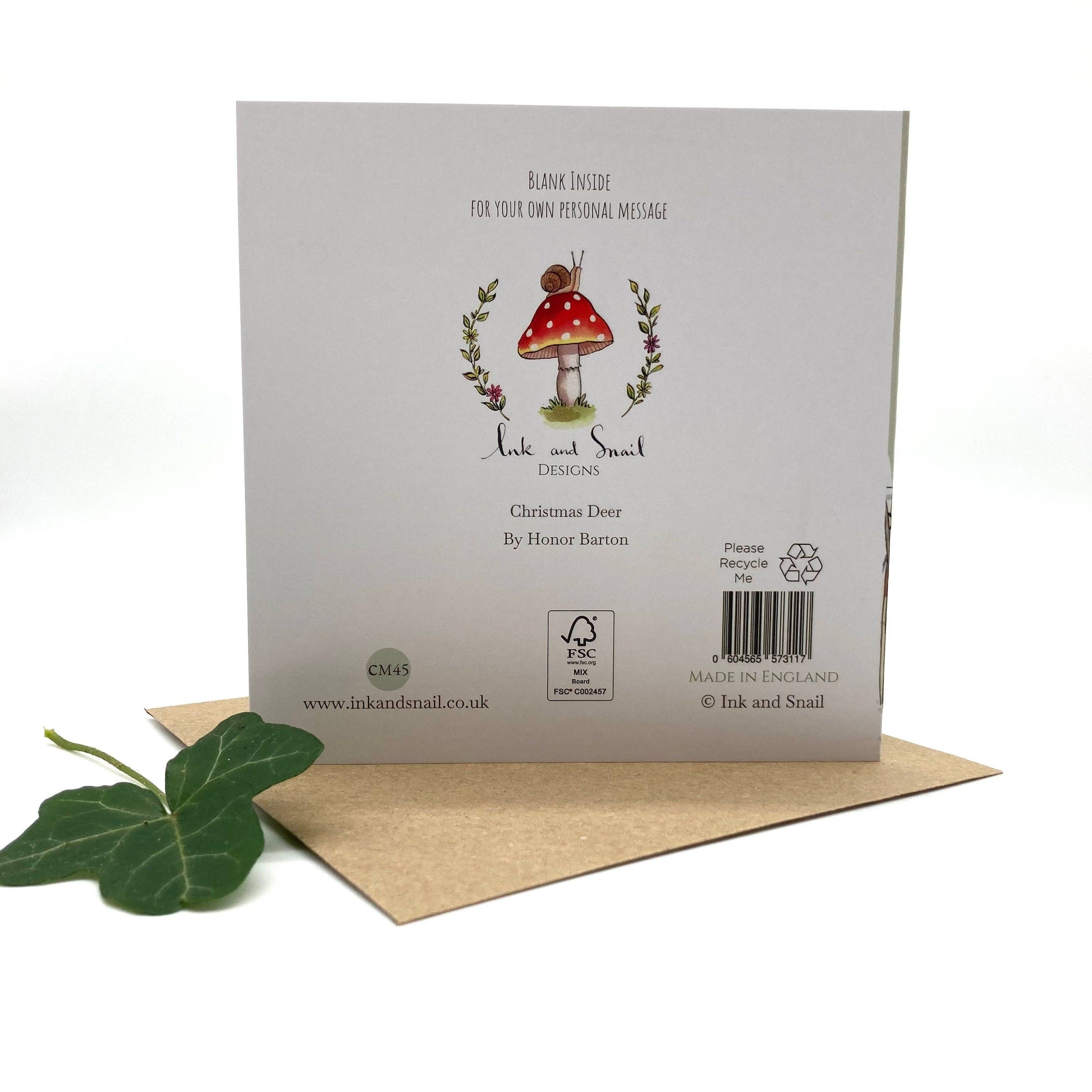 Ink and Snail Limited - Vente Cartes de Noël - Lot de 5 cartes de Noël avec motif cerf1