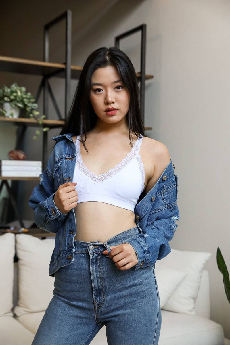 Leto Accessories - Wholesale Bralette - Women's - Lace Trim Padded Bralette - Romantic Lace Trim10