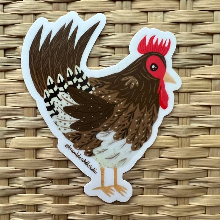 Chicken Sticker for wholesale by Bramble Schell Studio